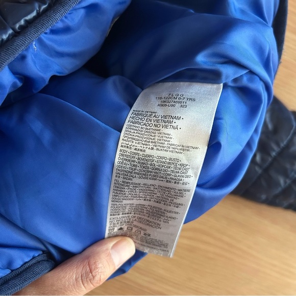 Nike Navy Hooded Quilted Puffer Jacket Youth 7 Large- Flaw - Picture 6 of 9
